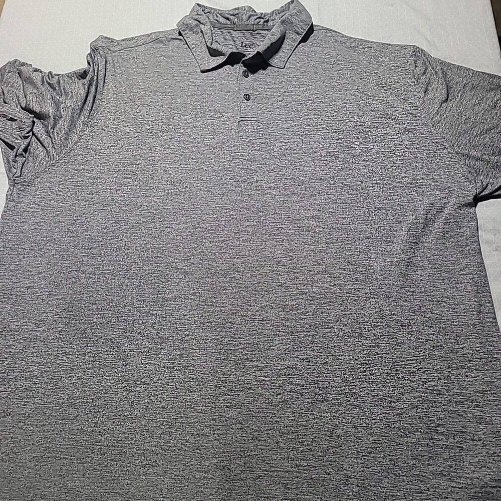 Lee Polo Shirt Mens 4XLarge Solid Gray Short Sleeve Stretch Casual Soft Everyday